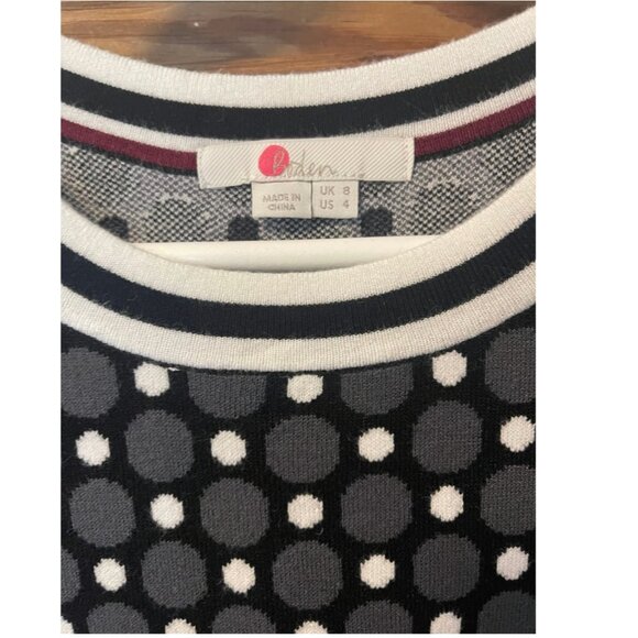 Boden NEW Dotty Gray White Polka Dot Sweater Knit Dress Women's US size 4 - Picture 3 of 8